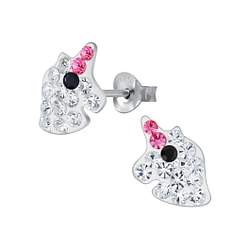 Wholesale Sterling Silver Unicorn Crystal Ear Studs - JD4410