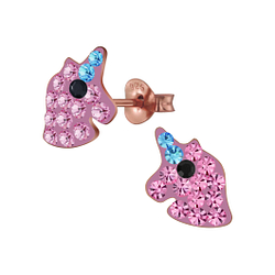 Wholesale Sterling Silver Unicorn Crystal Ear Studs - JD4415