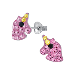 Wholesale Sterling Silver Unicorn Crystal Ear Studs - JD4416