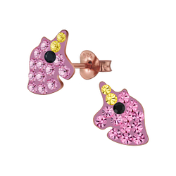 Wholesale Sterling Silver Unicorn Crystal Ear Studs - JD4418