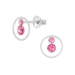 Wholesale Sterling Silver Circle Crystal Ear Studs - JD4094