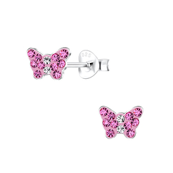 Wholesale Sterling Silver Butterfly Crystal Ear Studs - JD10587
