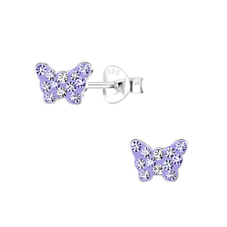 Wholesale Sterling Silver Butterfly Crystal Ear Studs - JD10588