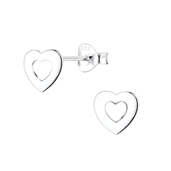 Wholesale Sterling Silver Heart Ear Studs - JD10608