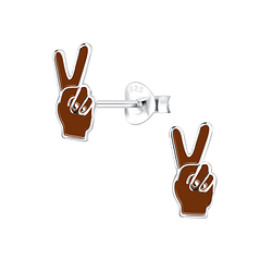 Wholesale Sterling Silver Peace Sign Ear Studs - JD10706