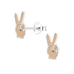 Wholesale Sterling Silver Peace Sign Ear Studs - JD10708
