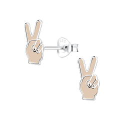 Wholesale Sterling Silver Peace Sign Ear Studs - JD10707