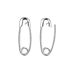 Wholesale Sterling Silver Safety Pin Ear Hoops - JD10564