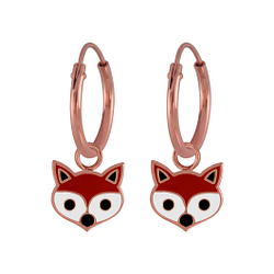Wholesale Sterling Silver Fox Earrings Charm Hoop - JD3967