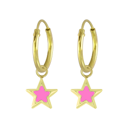 Wholesale Sterling Silver Star Charm Ear Hoops - JD5901