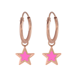 Wholesale Sterling Silver Star Charm Ear Hoops - JD5900