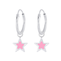 Wholesale Sterling Silver Star Charm Ear Hoops - JD5896