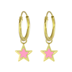 Wholesale Sterling Silver Star Charm Ear Hoops - JD5895