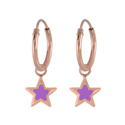 Wholesale Sterling Silver Star Charm Ear Hoops - JD5865