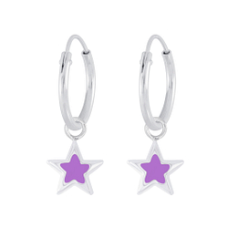 Wholesale Sterling Silver Star Charm Ear Hoops - JD5867