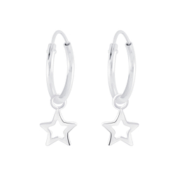 Wholesale Sterling Silver Star Charm Ear Hoops - JD4735