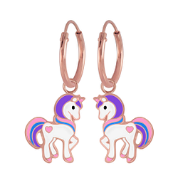 Wholesale Sterling Silver Unicorn Charm Ear Hoops - JD5097