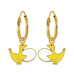 Wholesale Sterling Silver Goose Charm Ear Hoops - JD2571