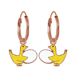 Wholesale Sterling Silver Goose Charm Ear Hoops - JD2572