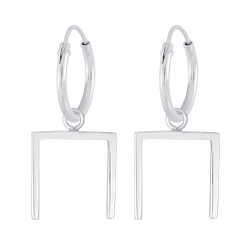 Wholesale Sterling Silver Geometric Hoop Earrings - JD4743