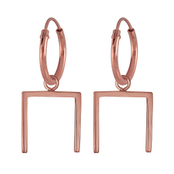 Wholesale Sterling Silver Geometric Hoop Earrings - JD4756