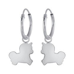 Wholesale Sterling Silver Unicorn Charm Ear Hoops - JD3906