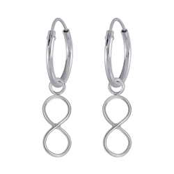 Wholesale Sterling Silver Infinity Charm Ear Hoops - JD3900