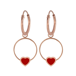 Wholesale Sterling Silver Heart Wire Charm Ear Hoops - JD5843