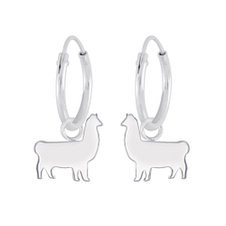 Wholesale Sterling Silver Llama Charm Ear Hoops - JD4957