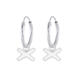 Wholesale Sterling Silver Cross Charm Ear Hoops - JD4731