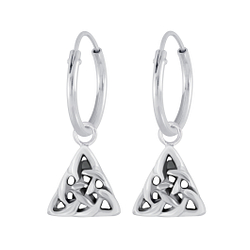 Wholesale Sterling Silver Celtic Triangle Charm Ear Hoops - JD4455