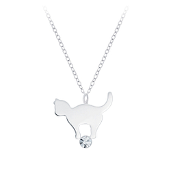 Wholesale Sterling Silver Cat Necklace - JD7413