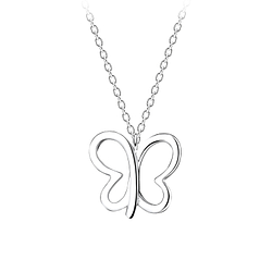 Wholesale Sterling Silver Butterfly Necklace - JD10710