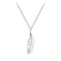 Wholesale Sterling Silver Feather Necklace - JD10623