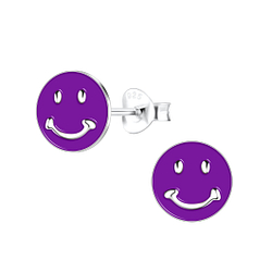 Wholesale Sterling Silver Smiley Face Ear Studs - JD10845