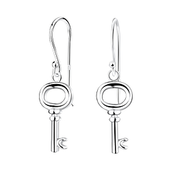 Wholesale Sterling Silver Key Earrings - JD11649