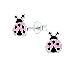 Wholesale Sterling Silver Ladybug Ear Studs - JD11291