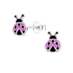 Wholesale Sterling Silver Ladybug Ear Studs - JD11290