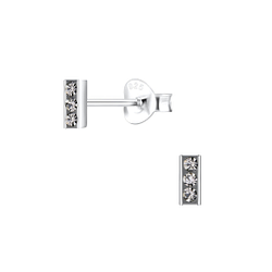 Wholesale Sterling Silver Bar Crystal Ear Studs - JD11366