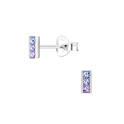 Wholesale Sterling Silver Bar Crystal Ear Studs - JD11102
