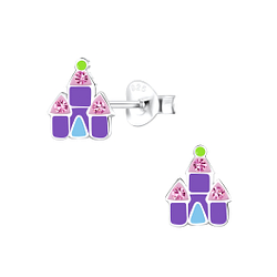 Wholesale Sterling Silver Castle Ear Studs - JD10597