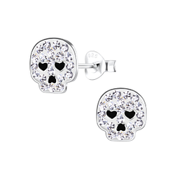 Wholesale Sterling Silver Skull Ear Studs - JD11114