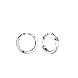 Wholesale 10mm Sterling Silver Square Tube Ear Hoops - JD11656