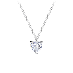 Wholesale 5mm Heart Cubic Zirconia Sterling Silver Necklace - JD13053