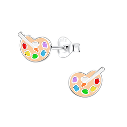 Wholesale Sterling Silver Palette and Paintbrush Ear Studs - JD12034