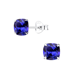 Wholesale 6mm Cushion Cubic Zirconia Sterling Silver Ear Studs - JD11215
