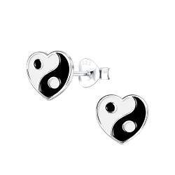 Wholesale Sterling Silver Yin Yang Heart Ear Studs - JD10370