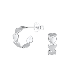 Wholesale Sterling Silver Heart Half Hoop Ear Studs - JD11930