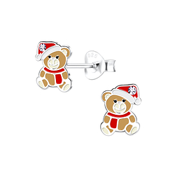 Wholesale Sterling Silver Christmas Bear Ear Studs - JD12765