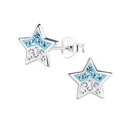 Wholesale Sterling Silver Star Crystal Ear Studs - JD13041